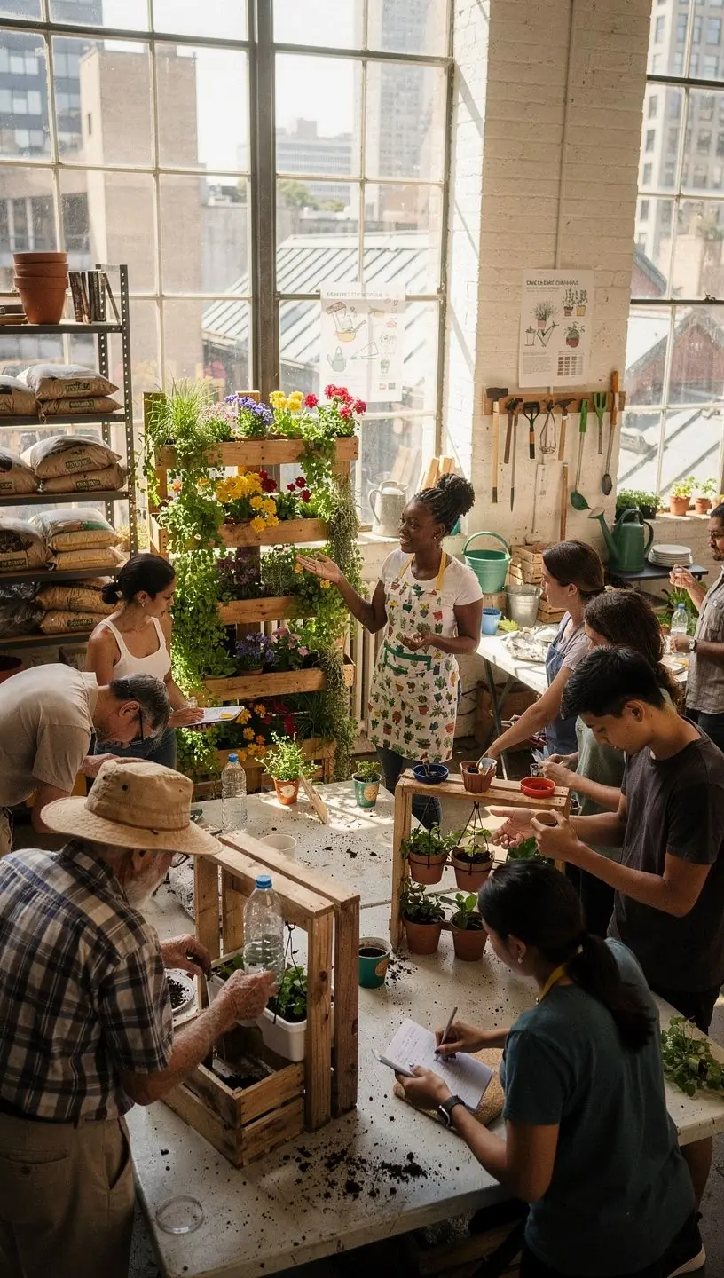 Vertical garden setup showcasing urban gardening techniques.